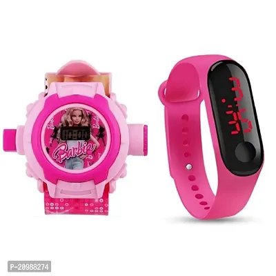 PUTHAK  24 Images Projector Barbie Digital Watch for Girls/Pink LED Digital Watch for Kids