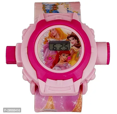 PUTHAK   Digital Multicolour Dial Princess PVC Rubber Plastic Wrist Kid's Projector Watch with 24 Images