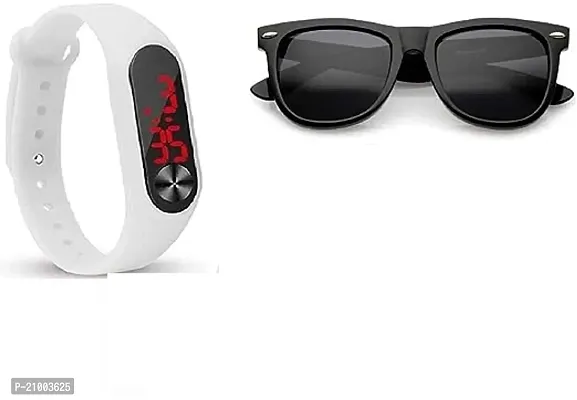 PUTHAK  DIGITAL WATCH  WITH SUNGLASSES OR MEN AND WONE PACK OF 2