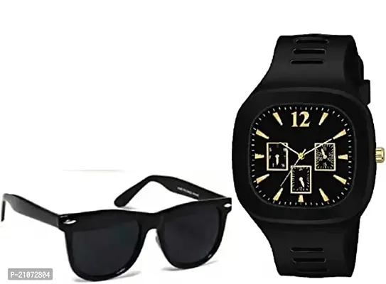 PUTHAK Combo Pack of 2Stylish Dial Watch, Stylish Sport Baseball Cap  Stylish Aviator Wayfarer Sunglass for Men's and Boy's (Pack of 2) PTHK-1719