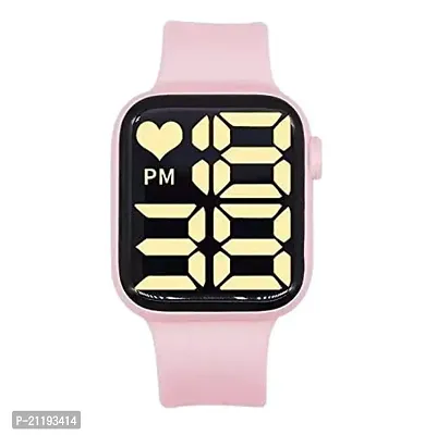 PUTHAK  Square Big White LED Digital Watch for Boys Kids Watch for Girls Waterproof Smart Watch Wrist Band Unisex (Pink, 1)