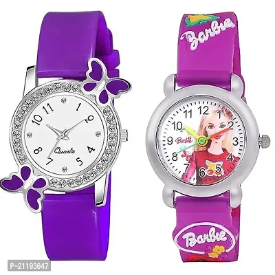 PUTHAK  Analog White Dial Watch for Girl's Women  Kids Watch Combo (Purple)-thumb0