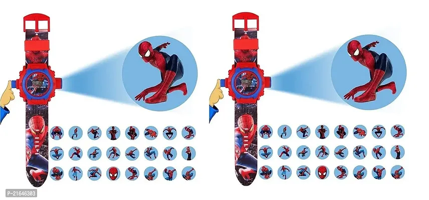 PUTHAK  Spiderman Digital Wrist Watch for Kids, 24 Image Projector Watch- Combo of 2