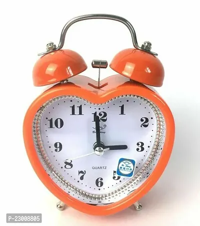 Classic Heart Round Shape Mute Alarm Clock Bedside Desktop Table Clocks  With Night Led Light Heavy Slippers Extra Loud Alarm Clock