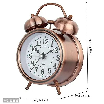 Classic  Table Alarm Clock With Night Led Light Heavy Slippers Extra Loud Alarm Clock Ideal For Student And Kids Bedroom (Copper)-thumb5