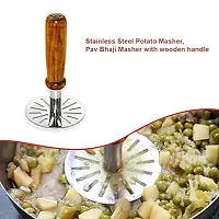 PUTHAK  Combo of Stainless Steel Vegetable and Potato Masher with Silicone Spetula and Oil Brush Set-thumb1