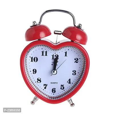 PUTHAK Heart Shaped Dial Number Night Light Alarm Clock AA Battery Powered Red  PACK 1-thumb0
