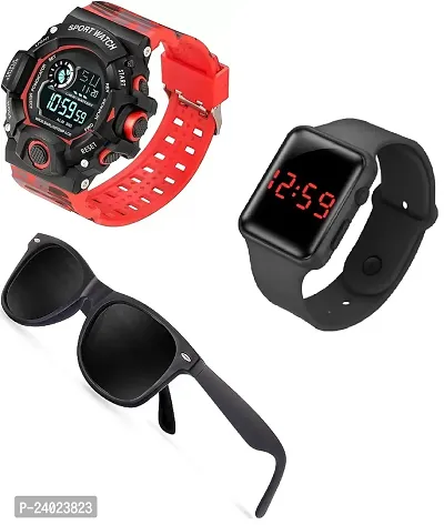 PUTHAK  A Digital Watch with Square LED Shockproof Multi-Functional Automatic 5 Color Army Strap Waterproof Digital Sports Watch for Men's Kids Watch for Boys - Watch for Men