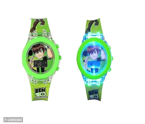 PUTHAK 11 Super hero Ben 10 watch for kids. 7 Color Changeable Light Watch for Kids Disco Glowing Watch for 3 to 12 Year Kids Gift (Pack off 1) (ben 10 watch)-thumb0