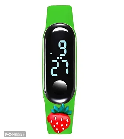 Multicolor Cartoon Character Waterproof Touch Button Silicone Smart Digital LED Band Bracelet/Watch For Kids Boys and Girls Light Green-thumb2