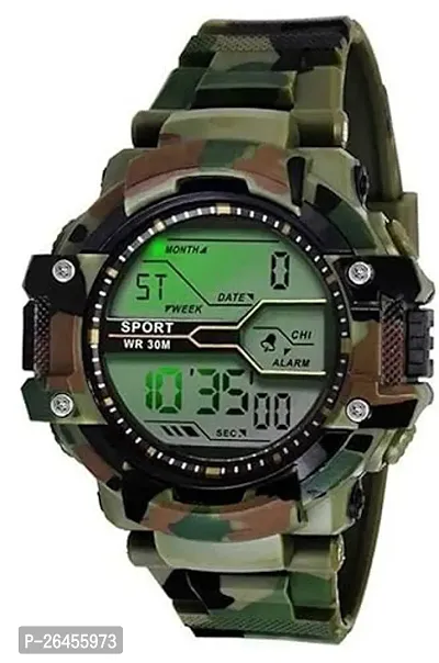 PUTHAK  Army Green Multi-Function Digital Sport Watch for Men-thumb0
