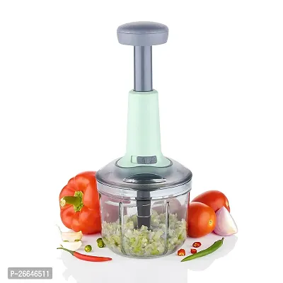 PUTHAK   Food Chopper 900ml, Steel Large Manual Hand-Press Vegetable Chopper Mixer Cutter to Cut Onion, Salad, Tomato, Potato (Pack of 1) 900ml-thumb0