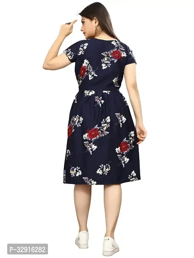 Stylish Navy Blue Crepe Dresses For Women-thumb2