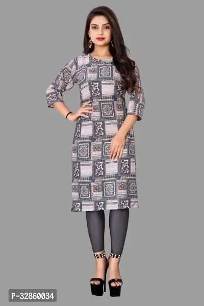 Stylish Crepe Printed Stitched Kurta For Women-thumb0