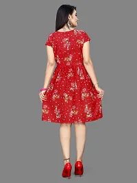 Stylish Red Crepe Dresses For Women-thumb1