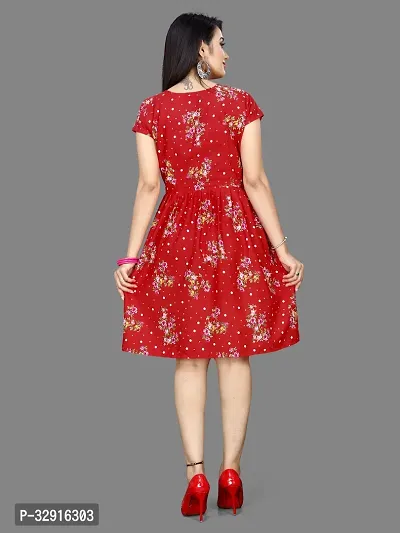 Stylish Red Crepe Dresses For Women-thumb2