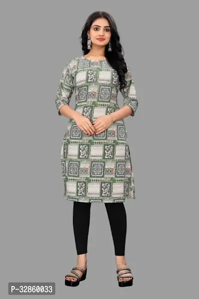 Stylish Crepe Printed Stitched Kurta For Women-thumb0