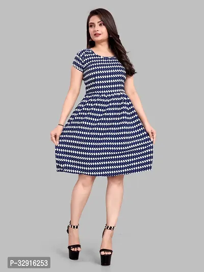 Stylish Navy Blue Crepe Dresses For Women-thumb0