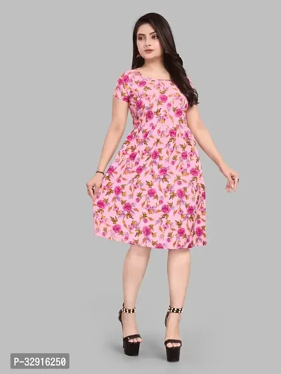 Stylish Pink Crepe Dresses For Women-thumb0