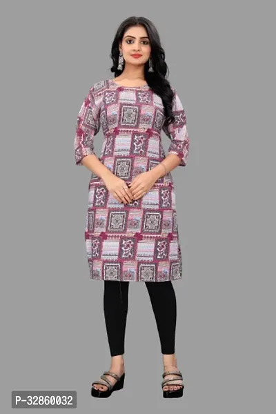 Stylish Crepe Printed Stitched Kurta For Women-thumb0