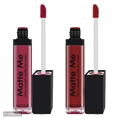 Syfer Matte Me Liquid Lipstick Combo of 2 (Non Transferable) (Red  Maroon)-thumb0