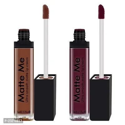 Syfer Matte Me Liquid Lipstick Combo of 2 (Non Transferable) (Brown  Red)-thumb0