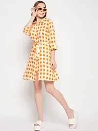 Stylish Orange Cotton Printed Shirt Dress For Women-thumb4