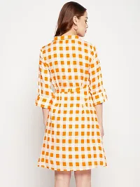Stylish Orange Cotton Printed Shirt Dress For Women-thumb1