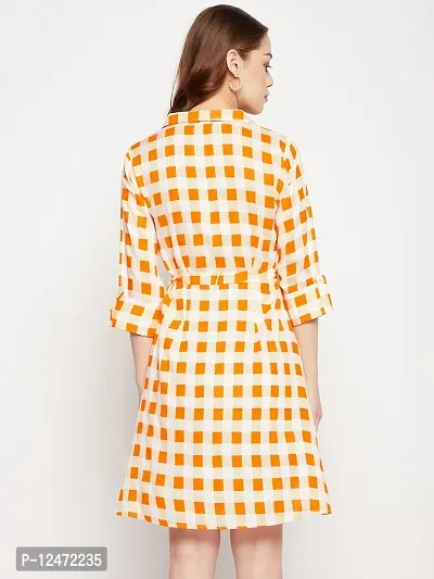 Stylish Orange Cotton Printed Shirt Dress For Women-thumb2