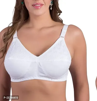 Stylish White Cotton Solid Bras For Women-thumb0