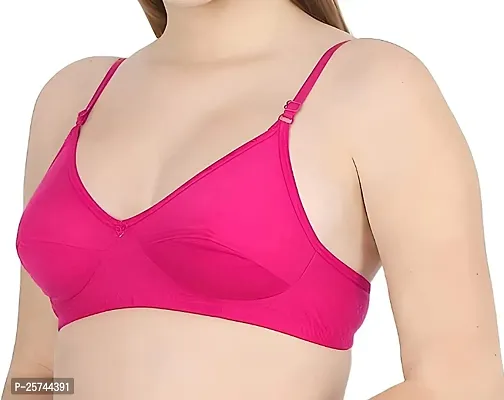 Stylish Pink Cotton Solid Bras For Women-thumb0