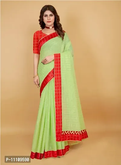 Classic Polycotton Checked Saree with Blouse piece