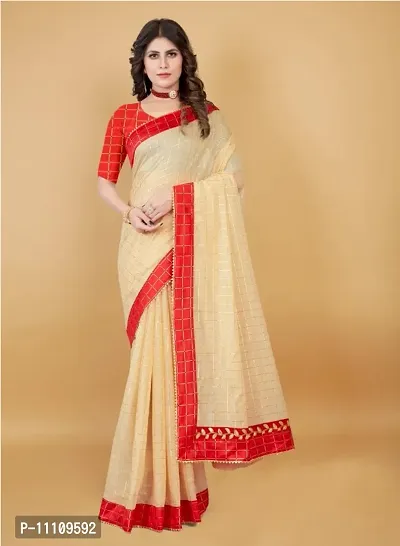 Classic Polycotton Checked Saree with Blouse piece