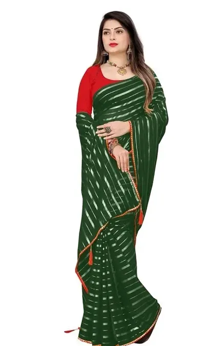 Classic Poly Georgette Foil Print Saree with Blouse piece