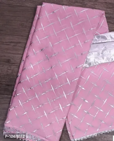 Pure gerogete pink box foil print sarees and sliver blouse-thumb0