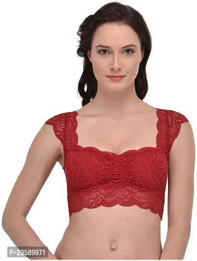 Women Padded Red Saree Blouse