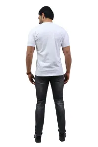 Fabulous White Cotton Solid Round Neck Tees For Men-thumb3