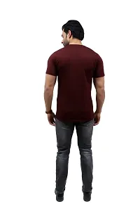 Fabulous Maroon Cotton Solid Round Neck Tees For Men-thumb3