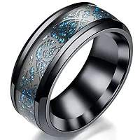 AJS Ring Men's Shine Rings Wedding Bands Ring for Men, Boy and women Grade 316 Stainless Steel Jewelry Gift Comfort Fit(2pcs_silver-B.Blue Dragon Ring_18)-thumb3