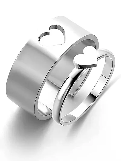 Vembley Stylish Heart Couple Ring Matching Wrap Finger Ring For Women and Men