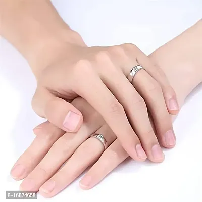AJS Touching Couple Ring 316 Stainless Steel Jewelry Gift Comfort Fit | Fashionable Ring For Couple | Perfect Gift For Best Friends (Pack of 2-Touching Couple Ring)-thumb3