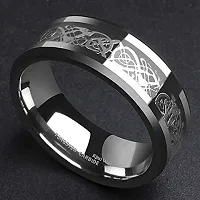 AJS Ring Men's Shine Rings Wedding Bands Ring for Men, Boy and women Grade 316 Stainless Steel Jewelry Gift Comfort Fit(BLACK-SILVER Dragon Ring_19)-thumb1