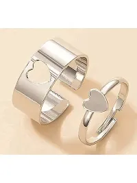 AJS Stunning Valentine Gift Silver Heart Shape Couple Ring Matching Wrap Finger Ring-thumb3