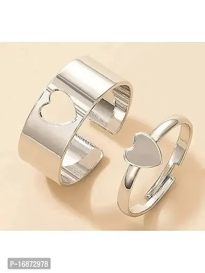 AJS Stunning Valentine Gift Silver Heart Shape Couple Ring Matching Wrap Finger Ring-thumb4