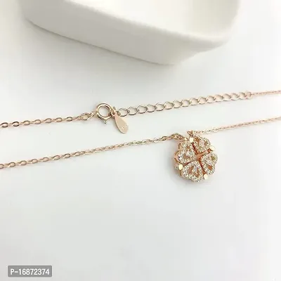 AJS Multi Wearing Heart Necklace 4 Heart Magnetic Rose Gold Necklace Pendant Heart Toggle Necklace Diamond Women/Girls Accessories 37-thumb5