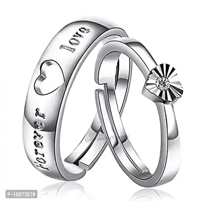 AJS Forever Couple Ring 316 Stainless Steel Jewelry Gift Comfort Fit | Fashionable Ring For Couple | Perfect Gift For Valentine's Day (Pack of 2-Forever Couple Ring)