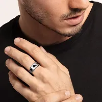AJS Silver Black Ace Ring For Him, Adjustable | Rings for Men and Boys-thumb1