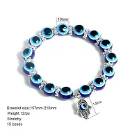 AJS Evil Eye Blue Beaded Hamsa Charm Stretch Bracelet Hand of Fatima Turkish Evil Eye Lucky Bracelet for Protection and Blessing-thumb1