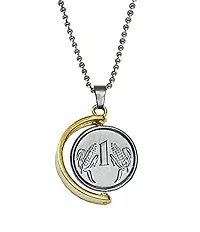 AJS Unisex Metal Fancy  Stylish Solid Golden Plated One Rupees Coin/Sikka Locket Pendant Necklace With Chain, Standard - Set of 2-thumb1