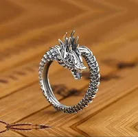 AJS Silver Dragon Ring Adjustable Silver Men's Ring, Wild Dragon Ring-thumb4